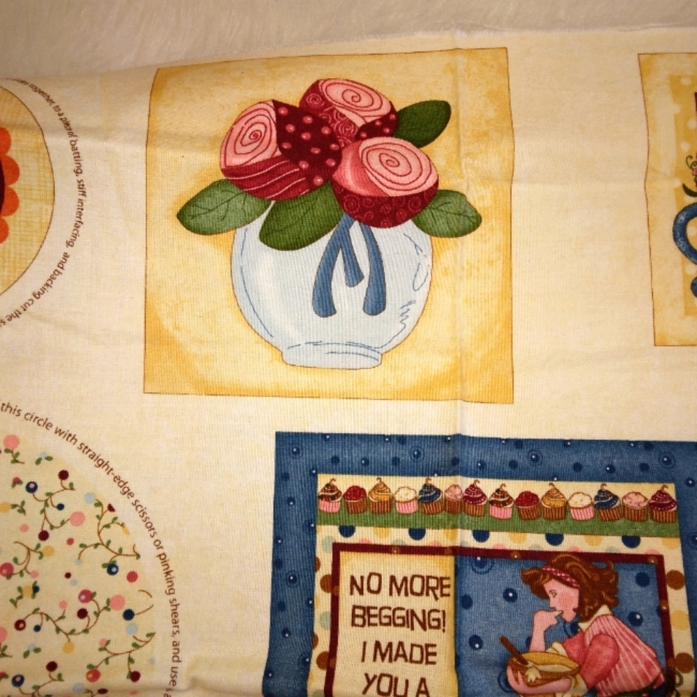 FABRIC Kelly's Sweet Treats DSN# 32184 Fun Kitchen accessory printed panel